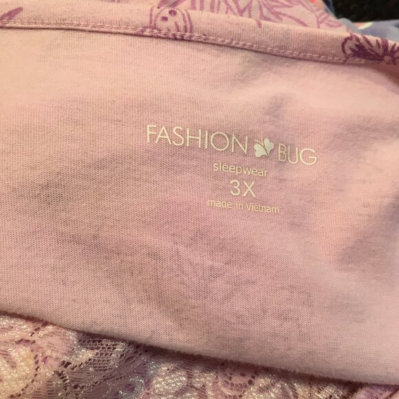 Sx 3x pink knit robe  floral short Sleeve fashion bug button up chest 66" - Picture 4 of 5